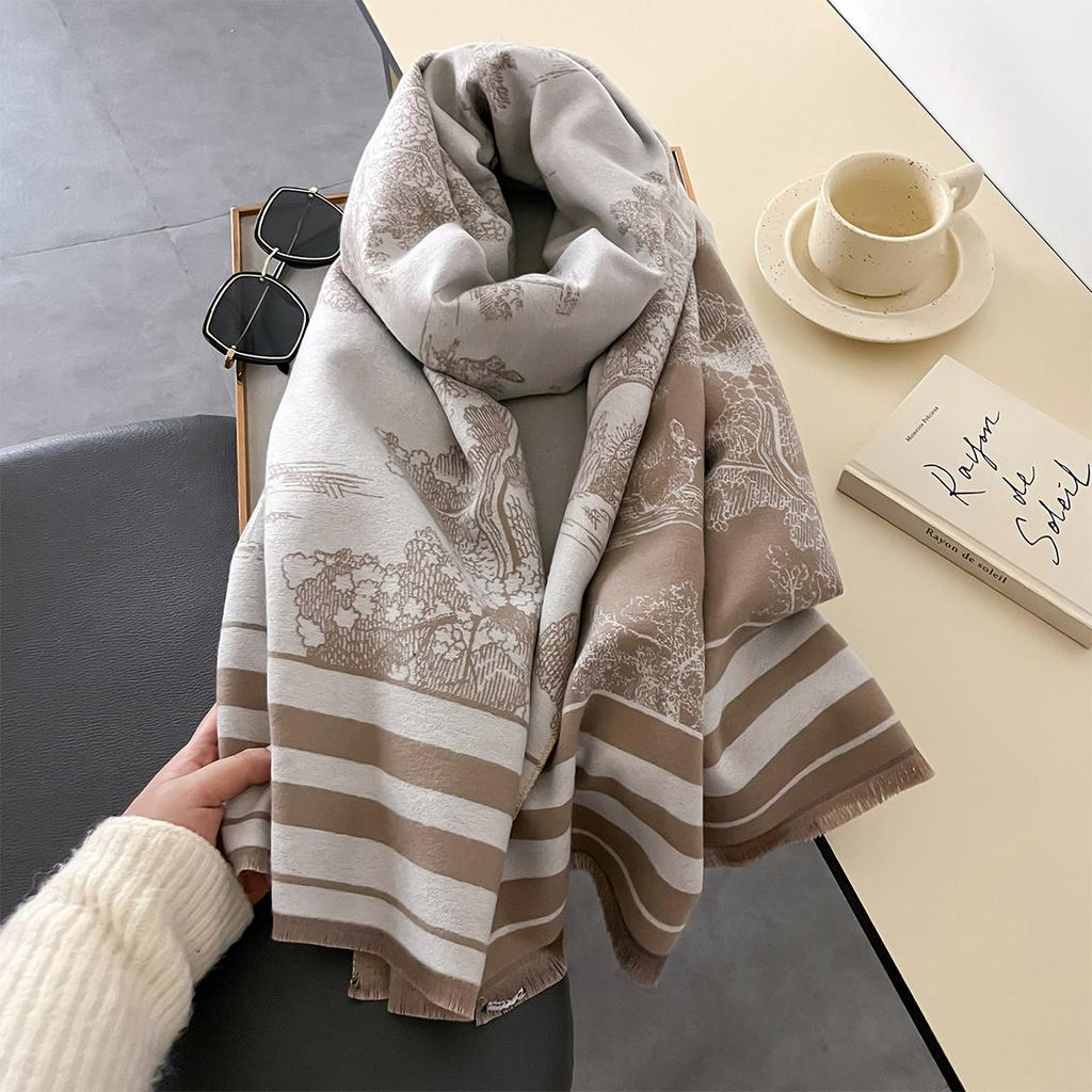 Осенне-зимний теплый модный шарф High Sense Literary, двусторонний печатный шарф-накидка, классический женский шарф