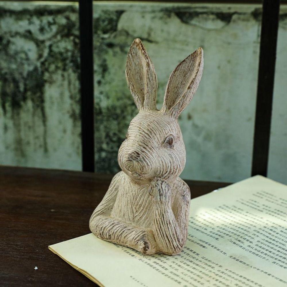 2 шт., ручная работа, полудлинные украшения в виде кролика, сельские украшения из смолы, фигурки кроликов, домашний декор