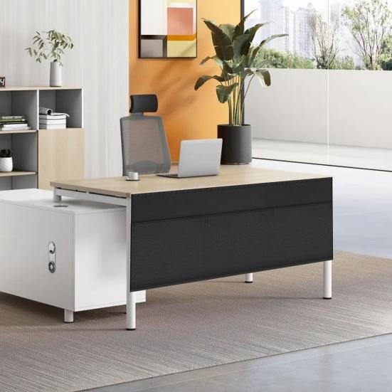 under Desk Privacy Panel Self-Adhesive Modesty Panel Heavy Duty Desk Skirt with Wire Pocket Cable Management Organizer for Office Desk Standing