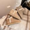 [sheii Su Yinyin] Snow Mist Island~ Hand Stitching and Velvet Flat-bottomed Lamb Wool Short Boots Women's Snow Cotton Boots