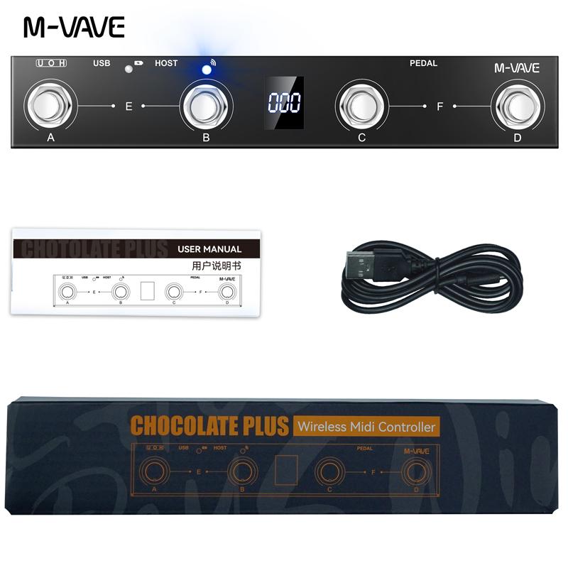 M-VAVE Chocolate Plus Беспроводная MIDI-педаль-контроллер | Двойной режим Bluetooth/USB | Управление сустейном/экспрессией | Совместимость с DAW