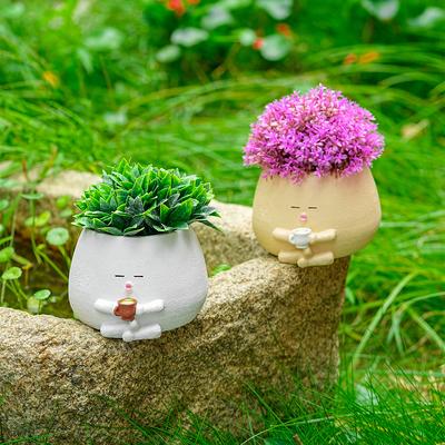 Новый милый кашпо в виде головы цветка с дренажным отверстием, креативные горшки для суккулентов, украшение для комнатных и уличных растений