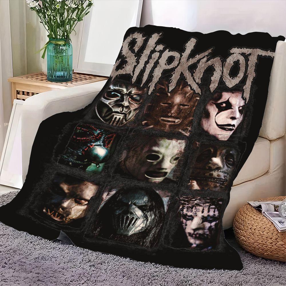 Slipknot Distinctive Masks Fleece Blanket - Dark Heavy Metal Aesthetic Throw Blanket Featuring Iconic Band Member Masks - Perfec