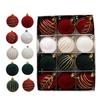12 Pcs Velvet Christmas Balls 2.36inch Flocked Balls Christmas Tree Ornaments Plastic Balls Xmas Hanging Decoration for Indoor Holiday Decor