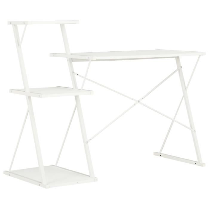 Bureau - VIDAXL - 20287 - Blanc - 116x50x93 cm - Avec étagère - Design contemporain