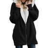 Womens Solid Oversized Zip Down Hooded Coat Cardigans Outwear With Pocket