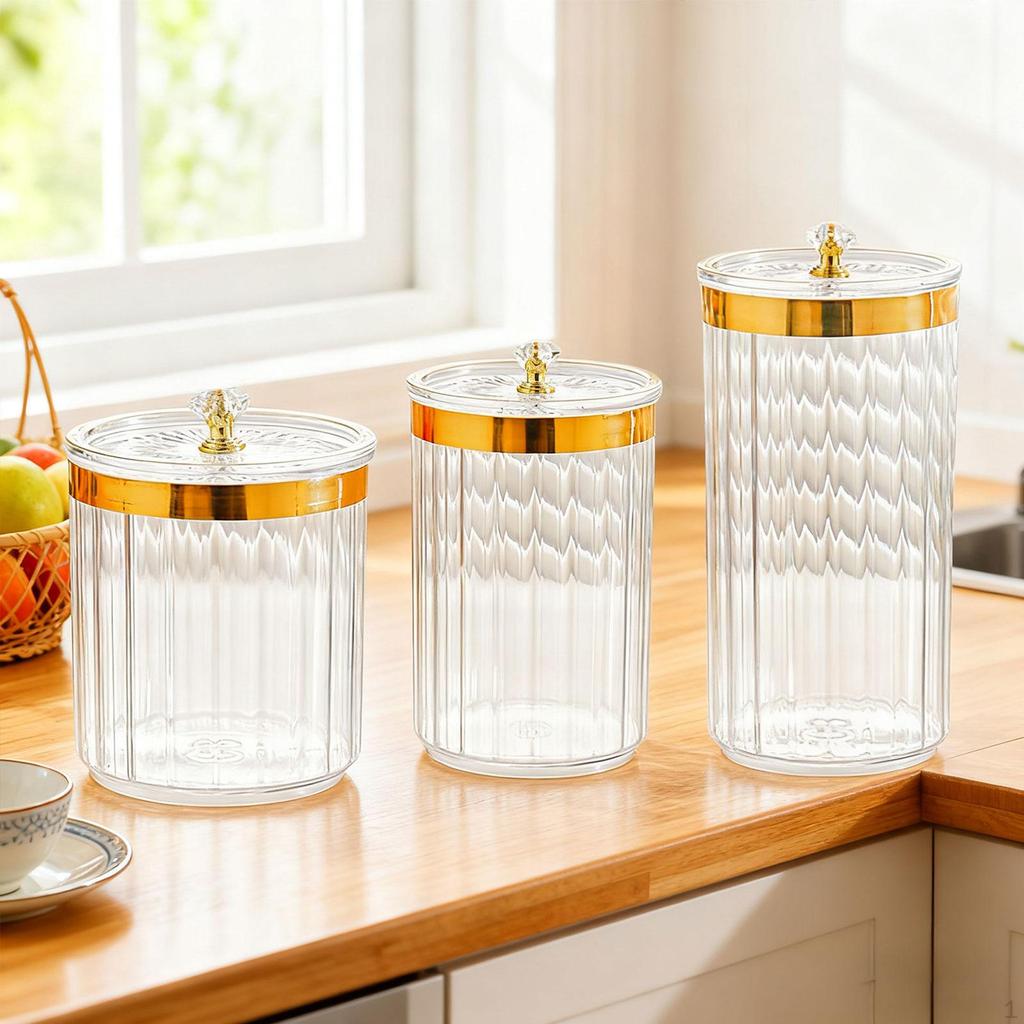 3 штуки Контейнеры для хранения продуктов Герметичная организация с крышками для печенья, сахара