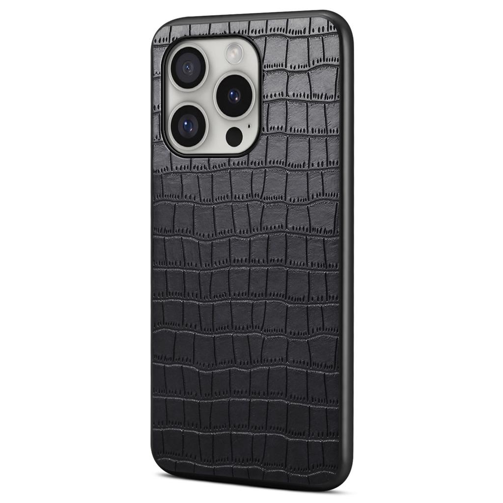 Чехол для iPhone 16 Pro, текстура крокодиловой кожи, покрытие из кожи, ПК+ТПУ чехол для телефона