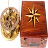 Grade 7.62 Cm Nautical Compass Perfectly Calibrated Large Brass Nautical Sundial Compass with Box