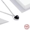 Real 925 Sterling Silver Black Heart Love Pendant Vintage Necklace Women Statement Collares Jewelry Gift Noble