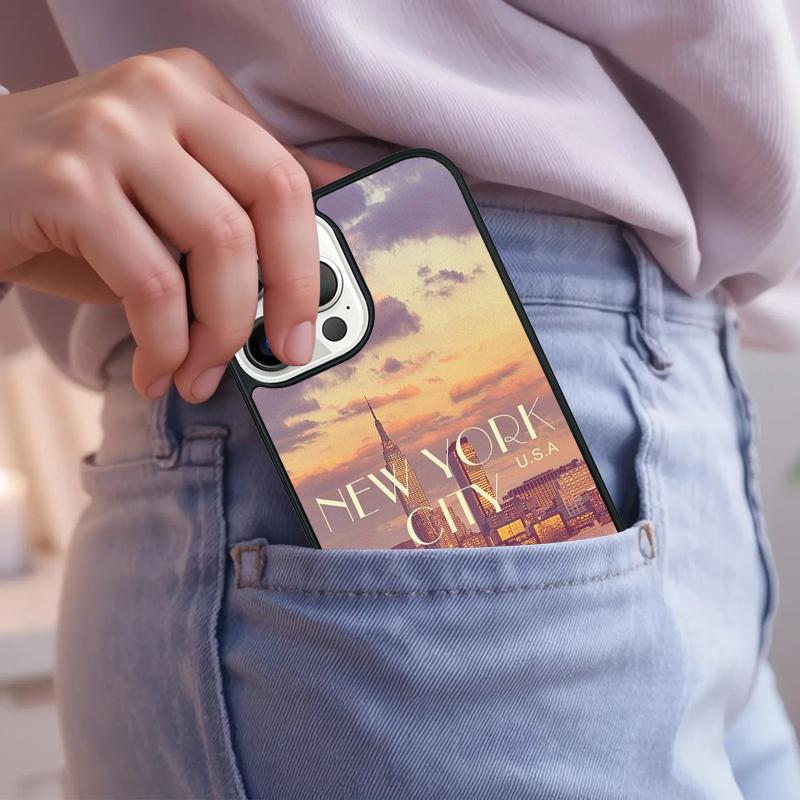 Чехол для телефона Нью-Йорк для iPhone 17 Air 15 16e 14 13 Pro Max Coque 12 11 Pro Max PLUS