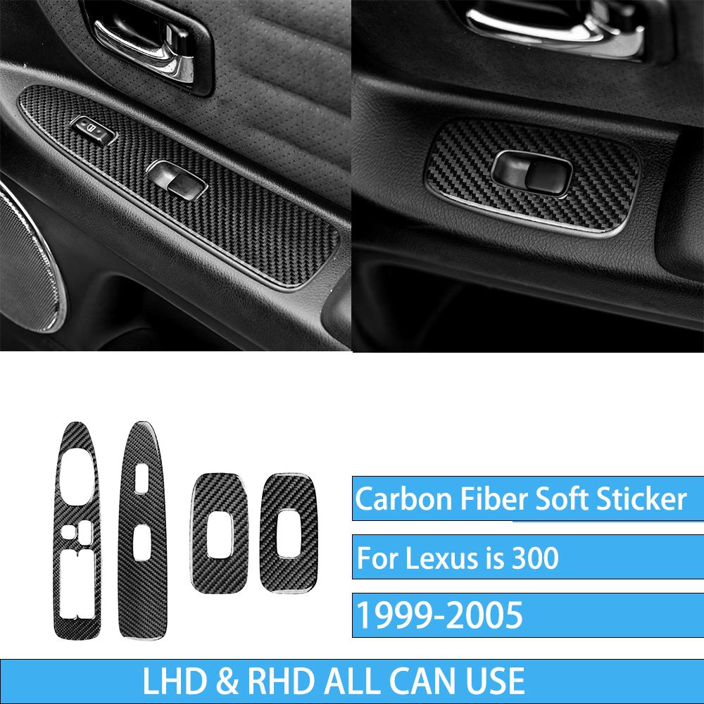 Real Carbon Fiber Car Accessories Gear Shift Set Trim Cover Soft Sticker For Lexus is 300 1999 2000 2001 2002 2003 2004 2005