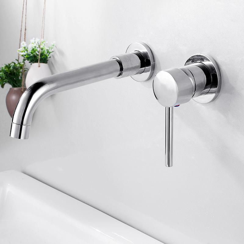 EllEN Современный латунный настенный смеситель для раковины в ванной комнате, настенный смеситель для раковины с поворотным изливом, смеситель для ванны, кран, отделка под античную бронзу ELK202