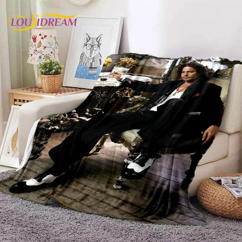 3D Printing Johnny Depp Star HD Soft Blankets,Keep Warm Throw Blanket Comfortable Blanket for Picnic Beds Sofa Home Bedroom Gift