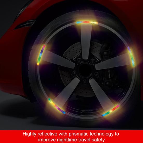20 шт., светоотражающая наклейка на ступицу колеса автомобиля, самоклеящаяся, универсальная, цвета радуги, предупреждение о безопасности ночного вождения, наклейка, полоса, лента, автомобильные аксессуары