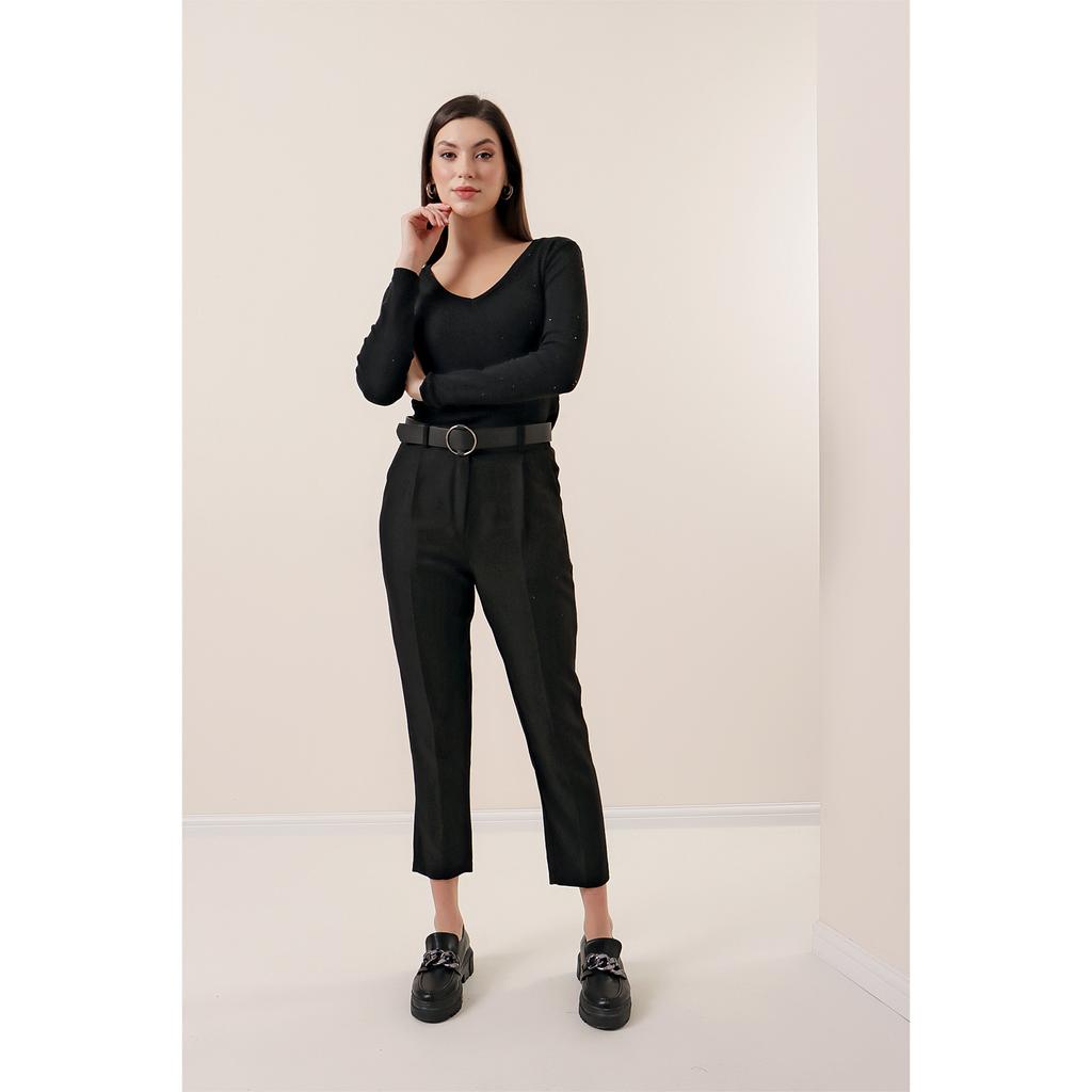 Брюки с эффектом шерсти с эластичным поясом