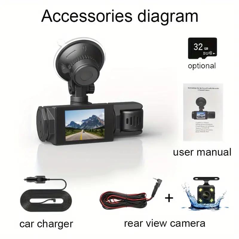 3-канальная видеокамера для приборной панели WIFI CAR DVR 1080P 3-объективная видеокамера для приборной панели внутри автомобиля Трехсторонняя камера Черный ящик Регистратор Видеорегистратор Видеокамера
