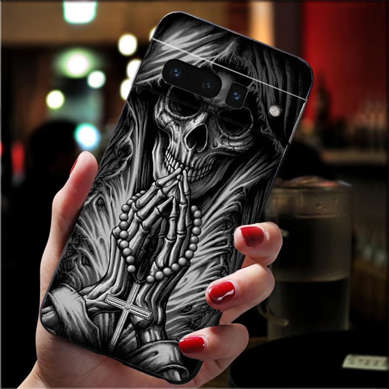 Phone Case For Google Pixel 10 9 Pro XL 9A 8 7 6 Pro Pixel 8A 7A 6A Pixel 8 7 6 5 Grim reaper skull skeleton