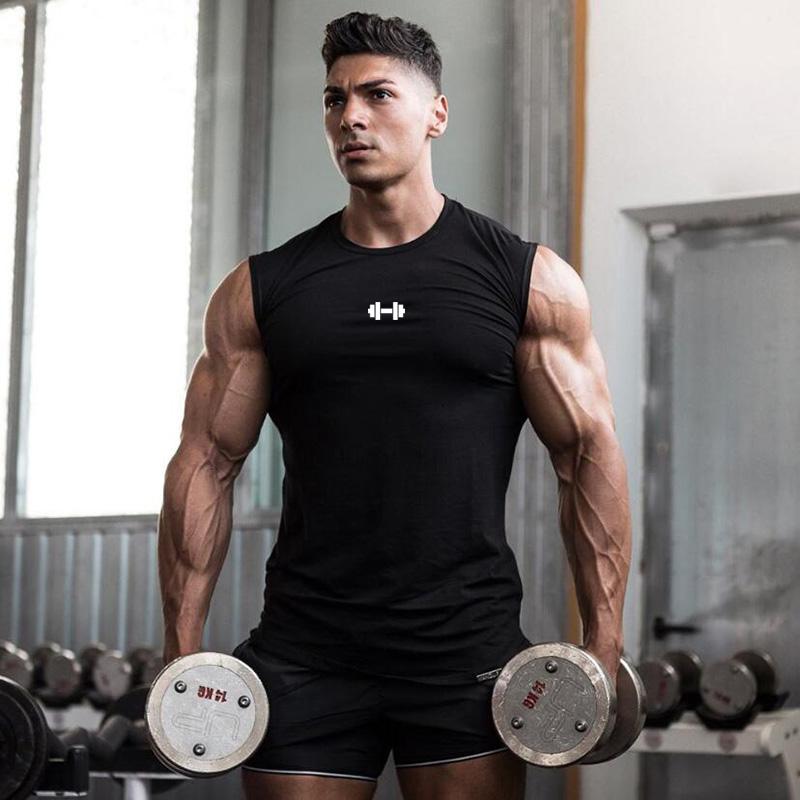 Muscleguys Mens Casual Sleeveless Sport Vests Summer Sports Tank Tops Gym Bodybuilding Muscle Clothing Cotton Breathable Fitness Tank Tops