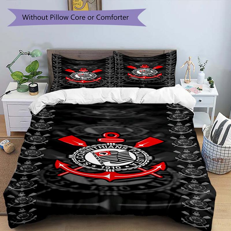 Sport Club Football Crest Printed Pattern Duvet Cover Set – includes 1 duvet cover and 2 matching pillowcases Bedroom decor Christmas gifts