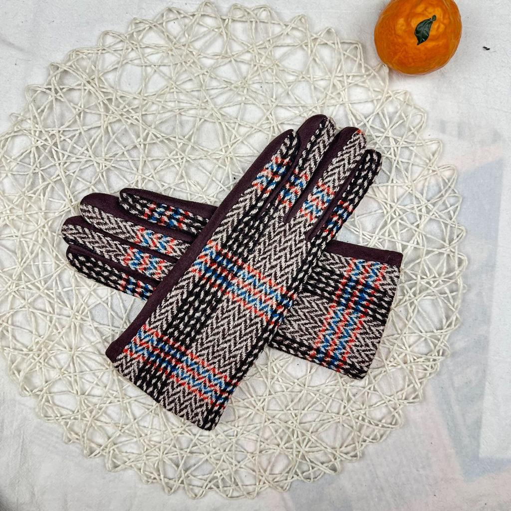 Перчатки из замши для японских девушек, клетчатые, флисовые, утолщенные, термоперчатки для студенток с разделением пальцев