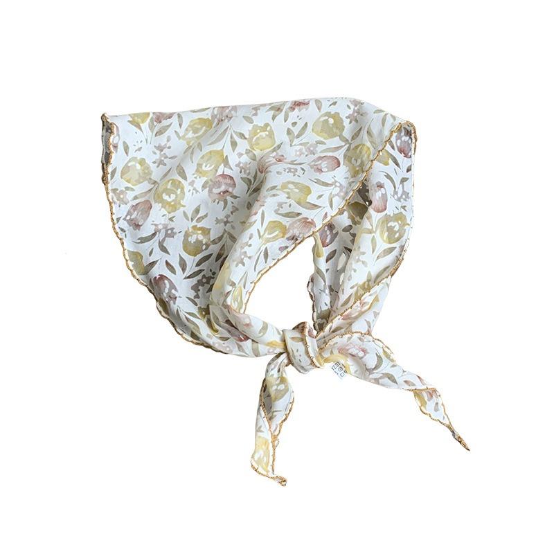 Треугольный шарф шелковый шарф высококлассный новый универсальный защита шеи декоративный тонкий шарф цветочный платок на голову повязка для волос завязанные волосы