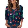 Women's Fashionable Casual Christmas Printed V-neck Top