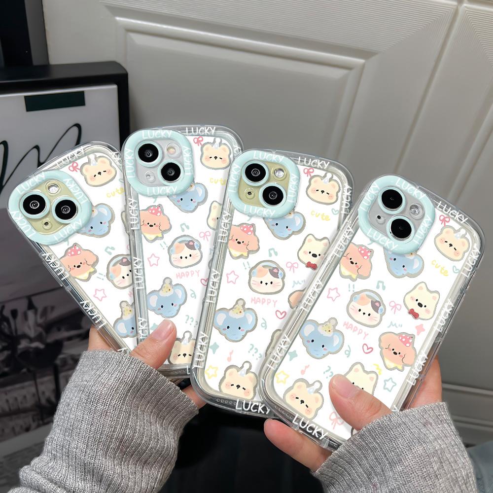 Mobile Phone Cases for iPhone 11 13 XR 15 Pro Max 12 14 Pro Max Case iPhone 16 7 Plus 8 Plus XS Max Cartoon Pattern Anti-drop Protection Shockproof