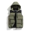 Men's Casual Loose Color-blocked Cotton Warm Jacket, Men's Detachable Cap Sleeveless Vest Jacket