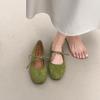2025 Корейская версия замшевые балетки с бантом квадратный носок плиссированные универсальные на шнуровке плоские одинарные туфли на мягкой подошве туфли бабушки