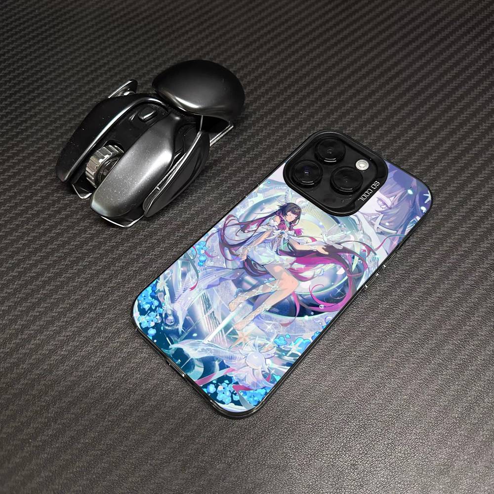Genshin Impact Коломбина Для iPhone 15 14 13 Plus 17 16 12 11 Pro Max Матовый Цветной Серебряный Роскошный Чехол для Телефона