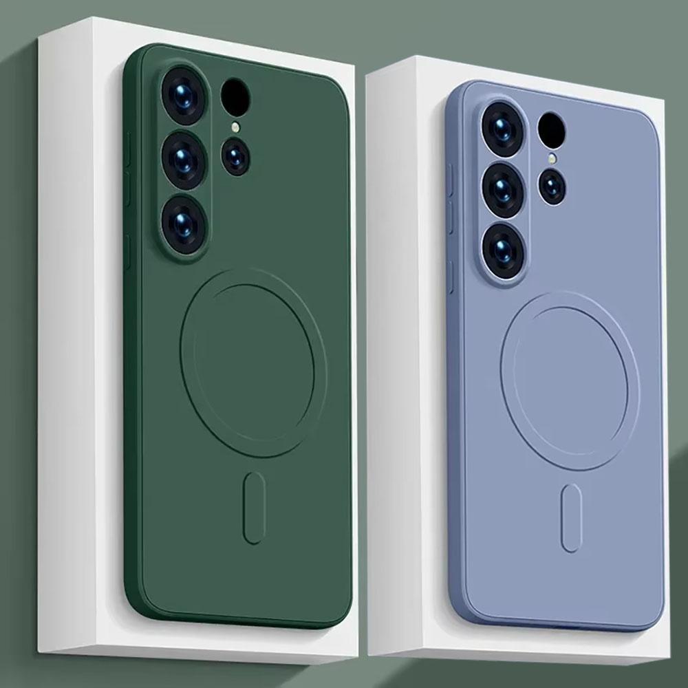 Liquid Silicone Matte Magnetic Phone Case For Samsung Galaxy S25 S24 Ultra S23 S22 Plus S21 FE For Magsafe Wireless Charge Cover