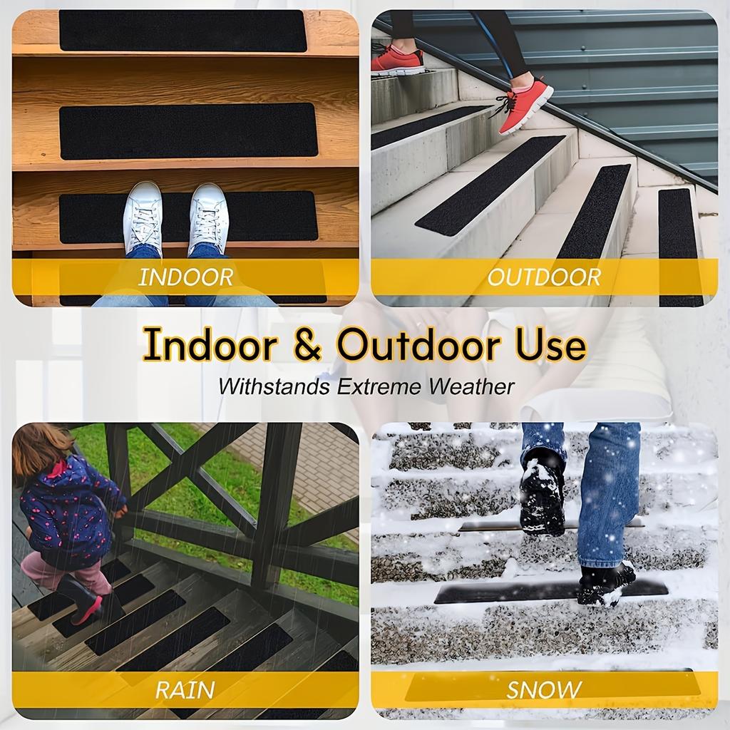 Black Pre-Cut Anti-Slip Tape Stair Treads Waterproof Heavy-Duty Outdoor Stickers for Safety