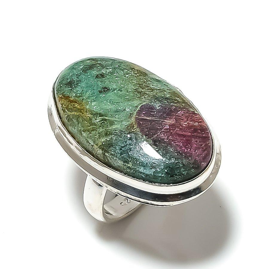 Ruby Fuchsite Lab-Created Handmade 925 Sterling Silver Ring Size 7.5 e9E38
