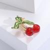 Enamel Alloy Rhinestone Cherry Fruit Brooch Simple Fashion Women Versatile Pin Accessories AVE