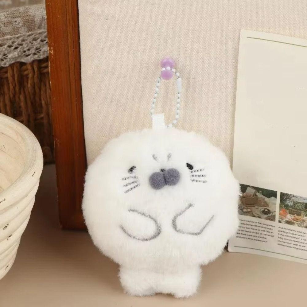 Metal Ring Seal Doll Pendant Fluffy Soft Seal Plush Key Ring Seal Plush Keychain Women Girls