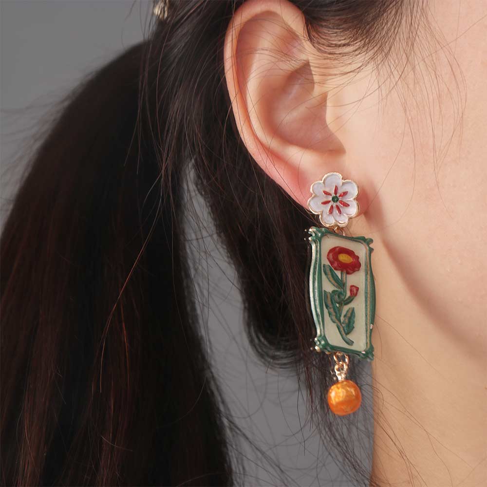 Charm Metal Geometric Stud Earrings Painting Bohemian Dangle Earring Gift