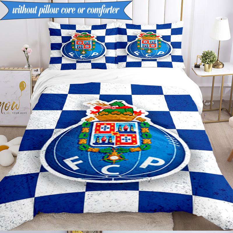 3PCS FC Porto Design Printed Soft Bedding Set,Including 1pc Duvet Cover And 2pcs Pillowcases Perfect for Bedroom, Dormitory, Fan gift