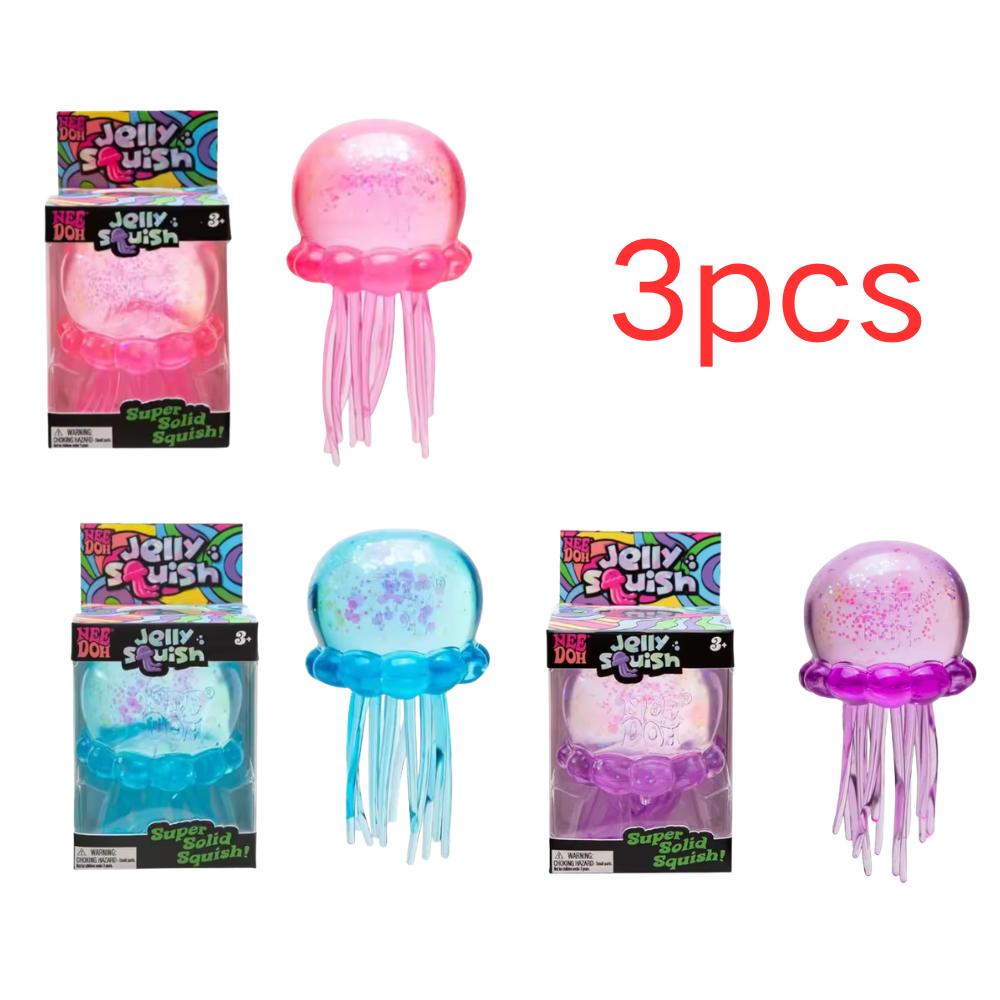 Assorted Color Needoh Jellyfish Fuzz Ball Squishy  Cute Jellyfish Design Stress Relief Relax Play Fun Toy Gift