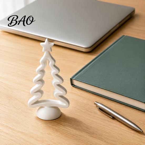 Minimalist Office Desk Ornament Hollow Christmas Tree Statue, 3D Printed Star Topper Ornament, Modern Festive Centerpiece for Home Tabletop