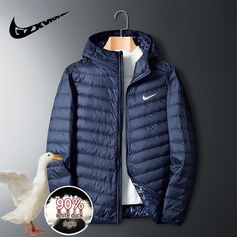 Мужская легкая пуховая куртка большого размера, повседневная и ветрозащитная для осени/зимы