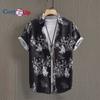 Гавайская рубашка с бамбуковым узором, мужская повседневная рубашка с короткими рукавами и принтом по всей длине для летнего пляжного курорта