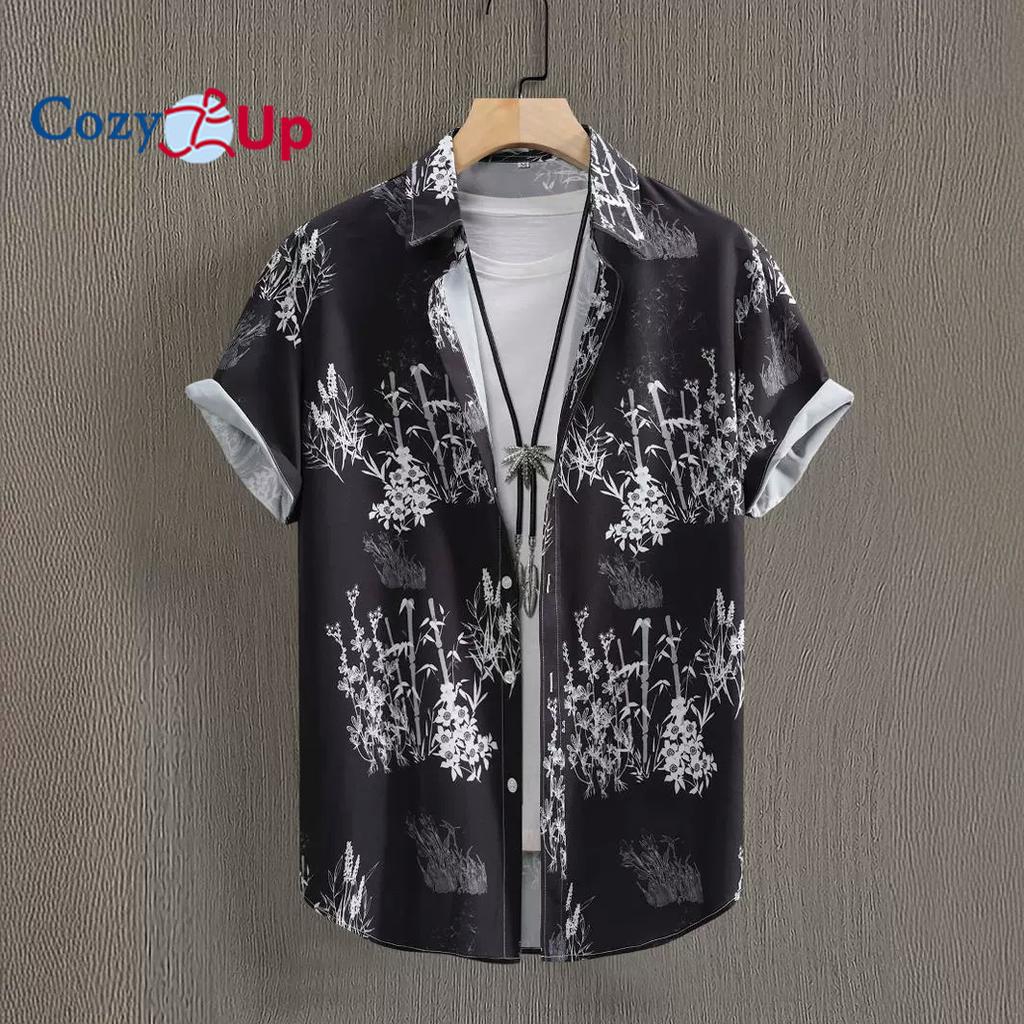 Гавайская рубашка с бамбуковым узором, мужская повседневная рубашка с короткими рукавами и принтом по всей длине для летнего пляжного курорта