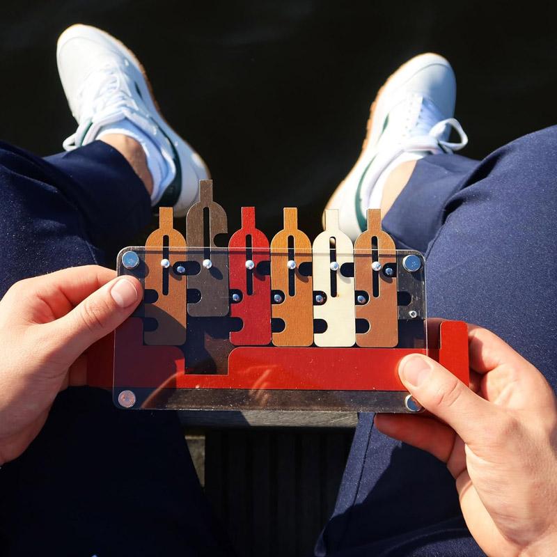 Colorful Wooden Waiter's Tray High-Difficulty IQ Maze Puzzle Ball Rolling Brain Teaser Adults Kids Educational Intellectual Game