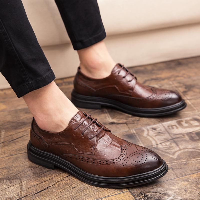 Men Casual Shoes Lace Up Male Dress Shoes Fashional Men Business Breathable Round Toe Casual Shoe Outdoor Leather Shoes Big Size