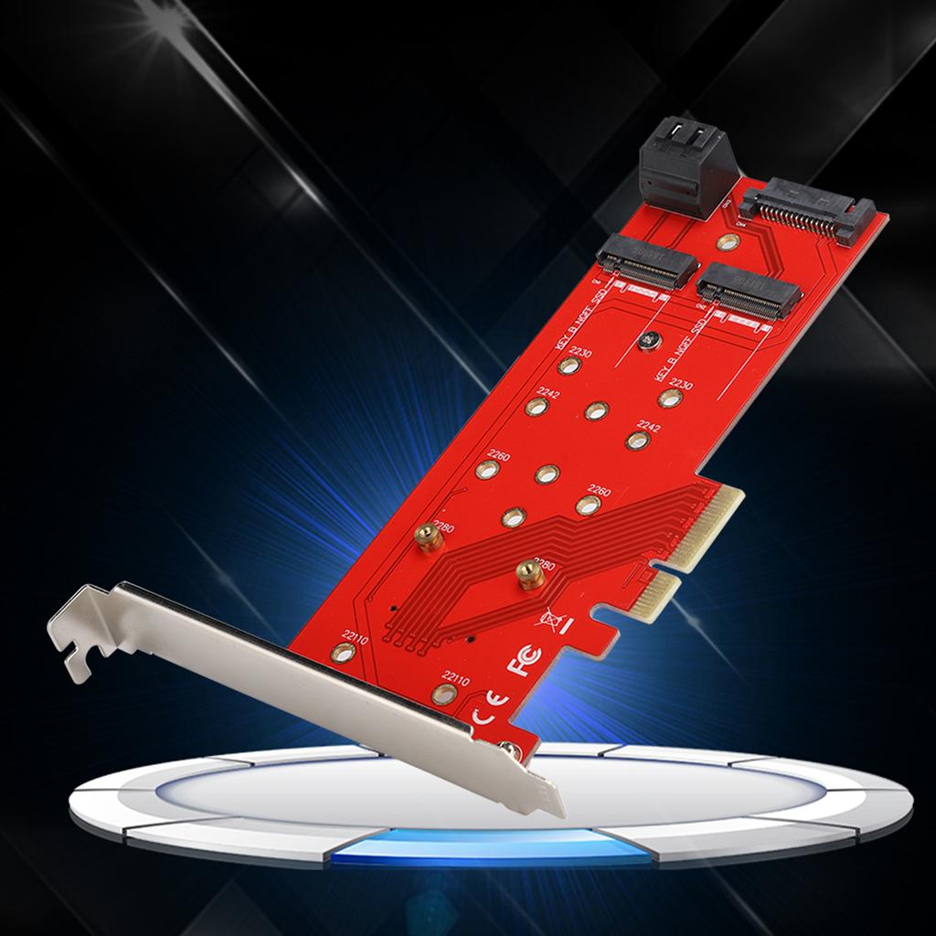 Адаптер PCI-E 4X на M.2 BM KEY Карта-переходник-райзер с богатым набором интерфейсов для нескольких SSD