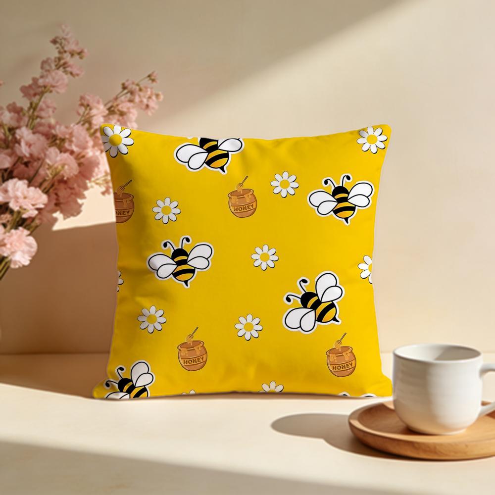 Busy Little Bee Cushion Cover Soft Pillow Cases for Home Bedroom Living Room Sofa