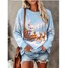 Women Long Sleeve T‑Shirt Christmas Galaxy Starry Sky Snowman Snow