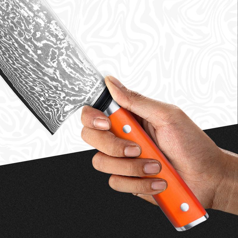 6.5 Inch Slicing Knife 67-layer Damascus AUS10 Steel Blade Hexagonal G10 Handle Sharp Chef Cleaver Meat Japanese Kitchen Knife