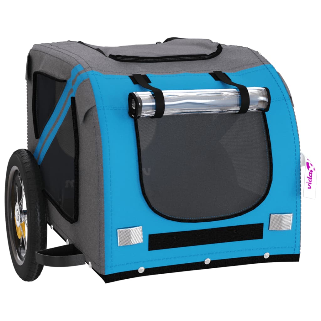 Bicycle Trailer for Dogs Blue and Grey Oxford Fabric and Iron